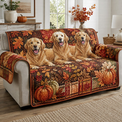 Cozy Golden Retriever Quilted Sofa Cover NCU0HH2098