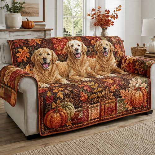 Cozy Golden Retriever Quilted Sofa Cover NCU0HH2098
