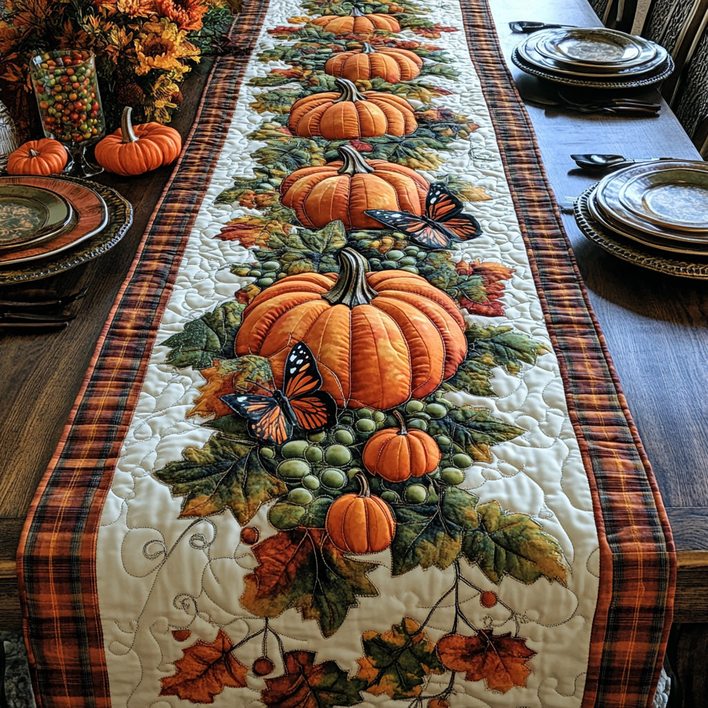 Cozy Gourd Quilted Table Runner NCU0DV7113