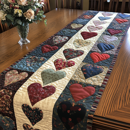 Cozy Heart Quilted Table Runner NCU0VL1763