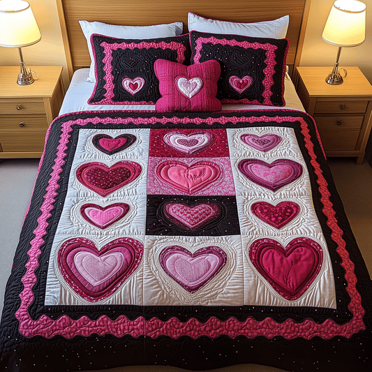 Cozy Hearts Haven 3-Piece Quilted Bedding Set NCU0TH2525