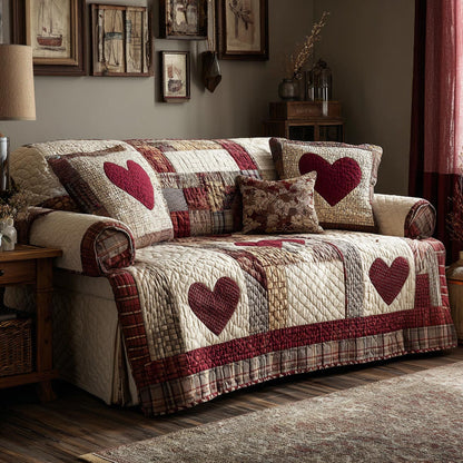 Cozy Hearts Quilted Sofa Cover NCU0DV9125