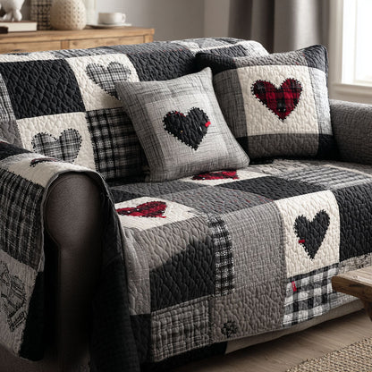 Cozy Hearts Quilted Sofa Cover NCU0NT11876