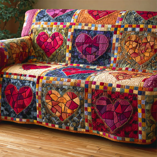 Cozy Heartwork Quilted Sofa Cover NCU0NT11877