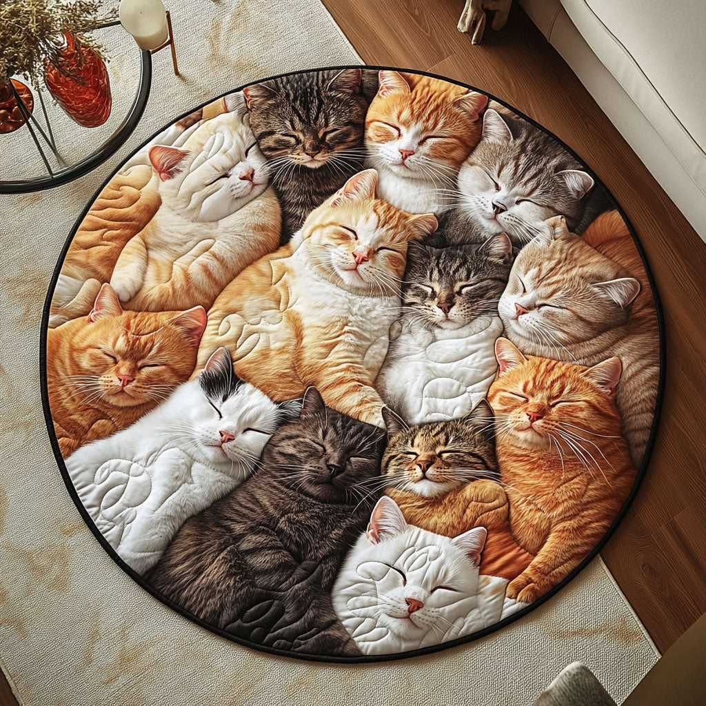 Cozy Mat Rut Cozy Kittens Wheel Quilted Round Mat NCU0PT1065 – Vantique