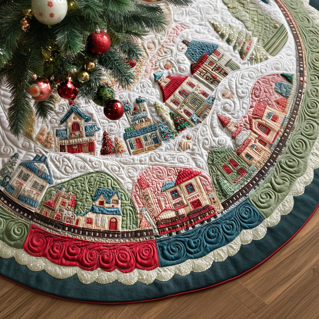 Cozy Lantern Village Christmas Quilted Tree Skirt NCU0PT10273