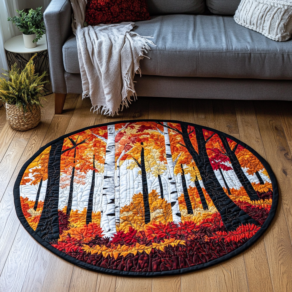 Cozy Leaves Quilted Round Mat NCU0DK9505