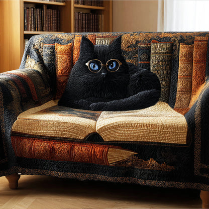 Cozy Library Cat Quilted Sofa Cover NCU0TD1558