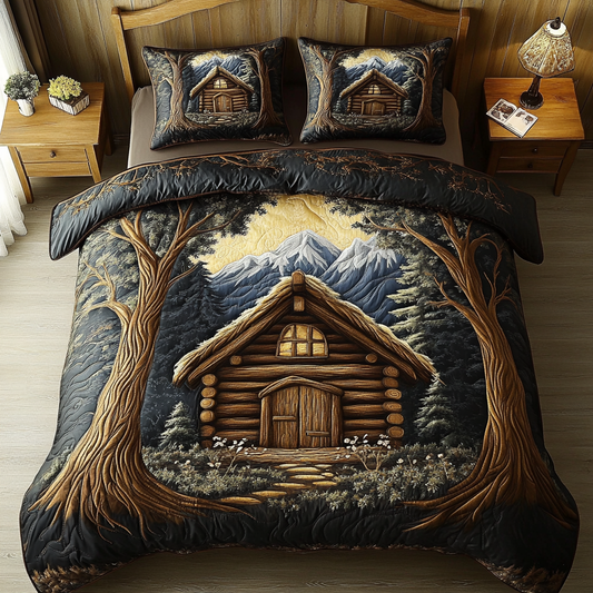 Cozy Log Cabin 3-Piece Quilted Bedding Set NCU0DK3672