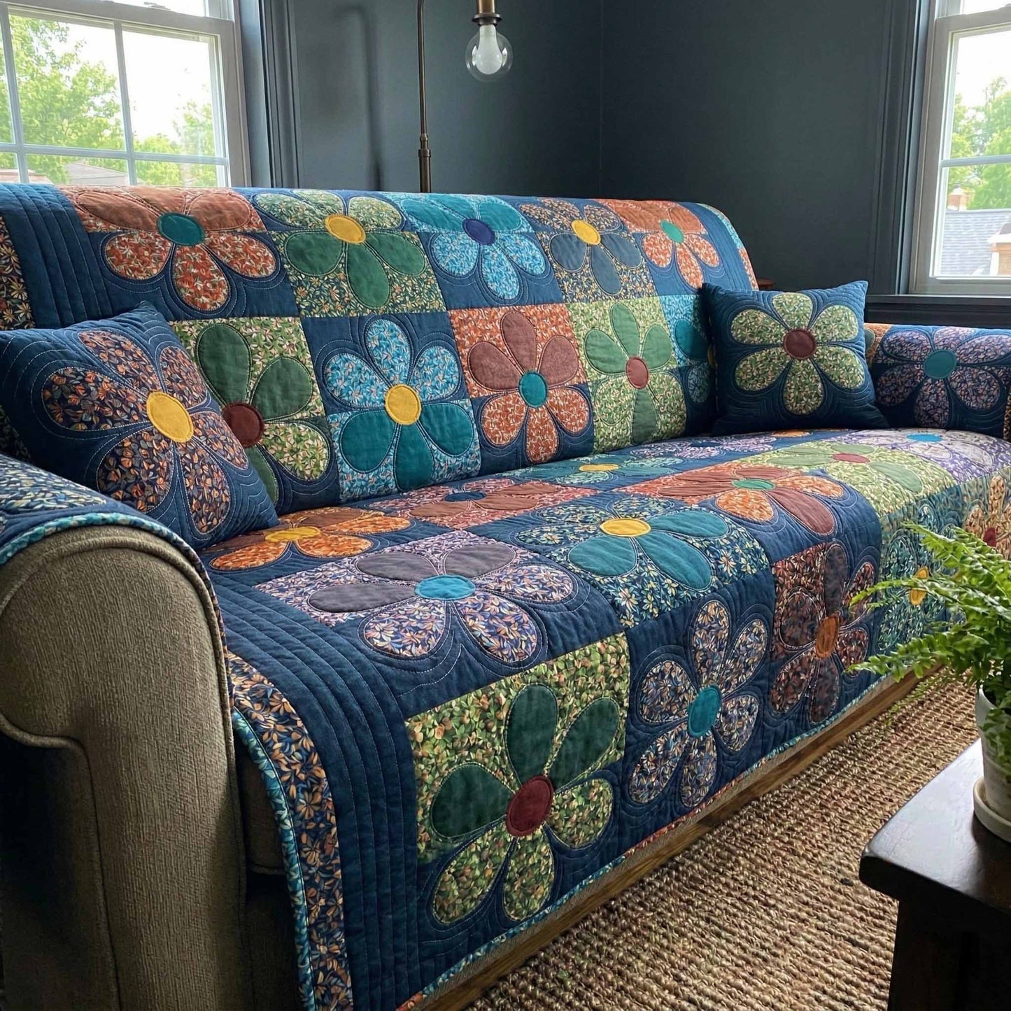 Cozy Meadow Quilted Sofa Cover NCU0XD2501