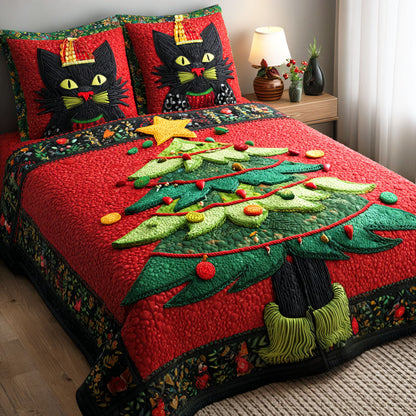 Cozy Noel Cat 3-Piece Quilted Bedding Set NCU0TD925