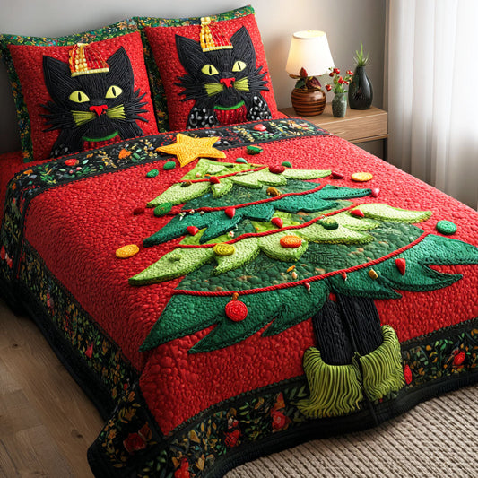 Cozy Noel Cat 3-Piece Quilted Bedding Set NCU0TD925