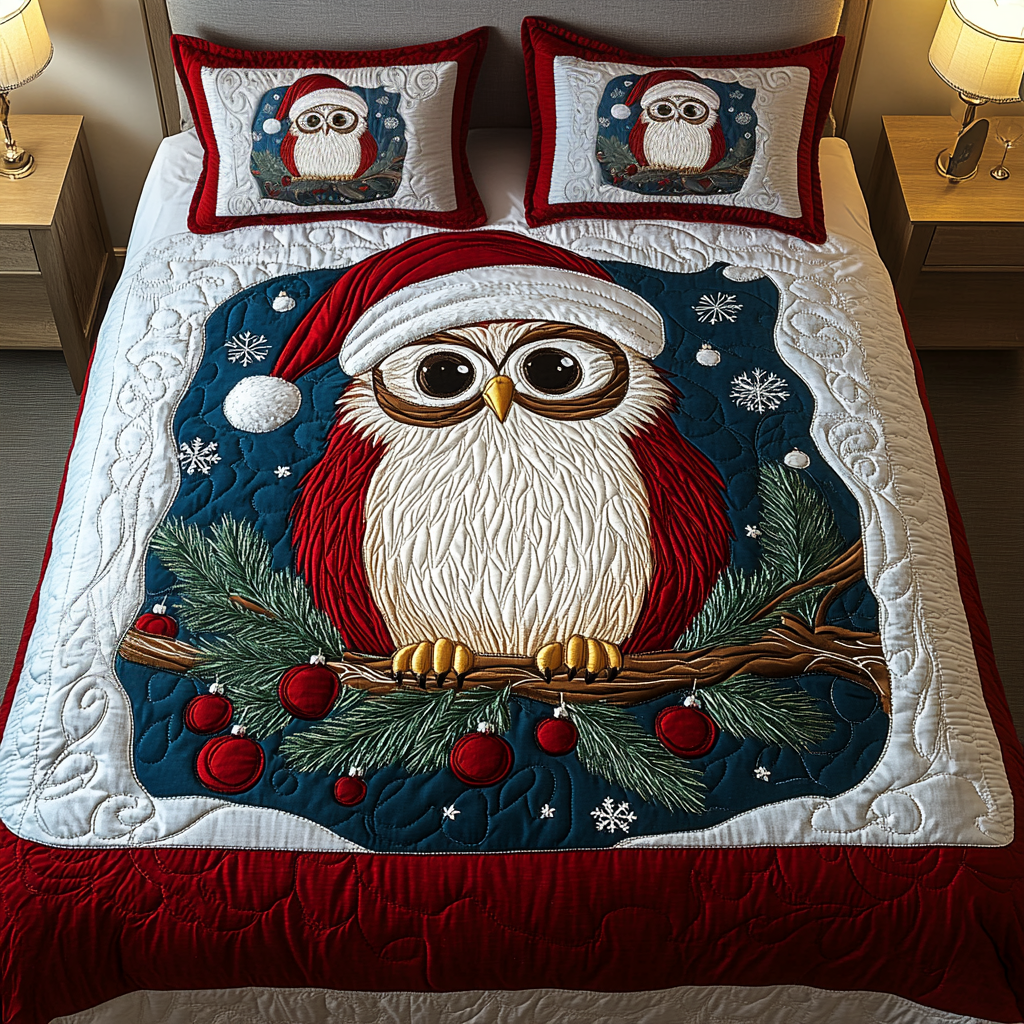 Cozy Owls 3-Piece Quilted Bedding Set NCU0VH716