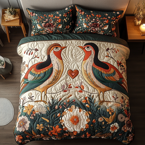 Cozy Pair 3-Piece Quilted Bedding Set NCU0VH3317