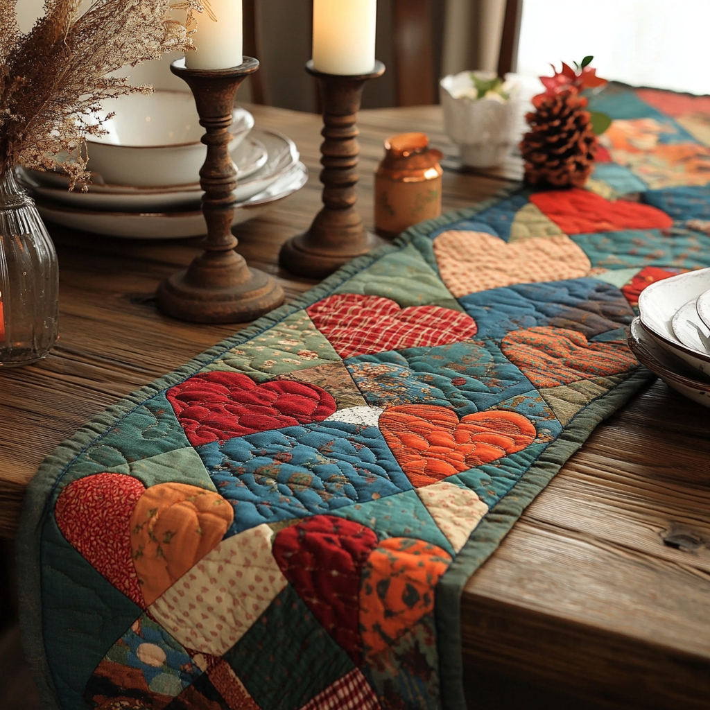 Cozy Patchwork Quilted Table Runner NCU0VH2797