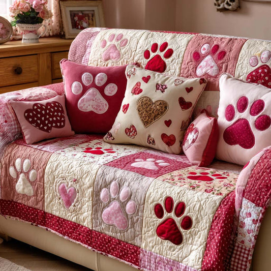 Cozy Paw Love Quilted Sofa Cover NCU0NT11663