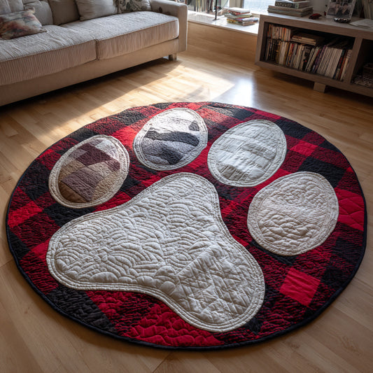 Cozy Paw Print Quilted Round Mat NCU0HH223