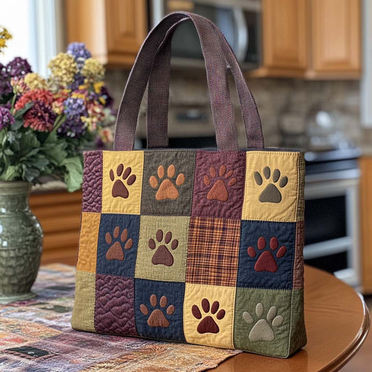 Cozy Paw Squares Quilted Tote Bag NCU0NT9278