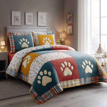 Cozy Paw Trail 3-Piece Quilted Bedding Set NCU0DV8930