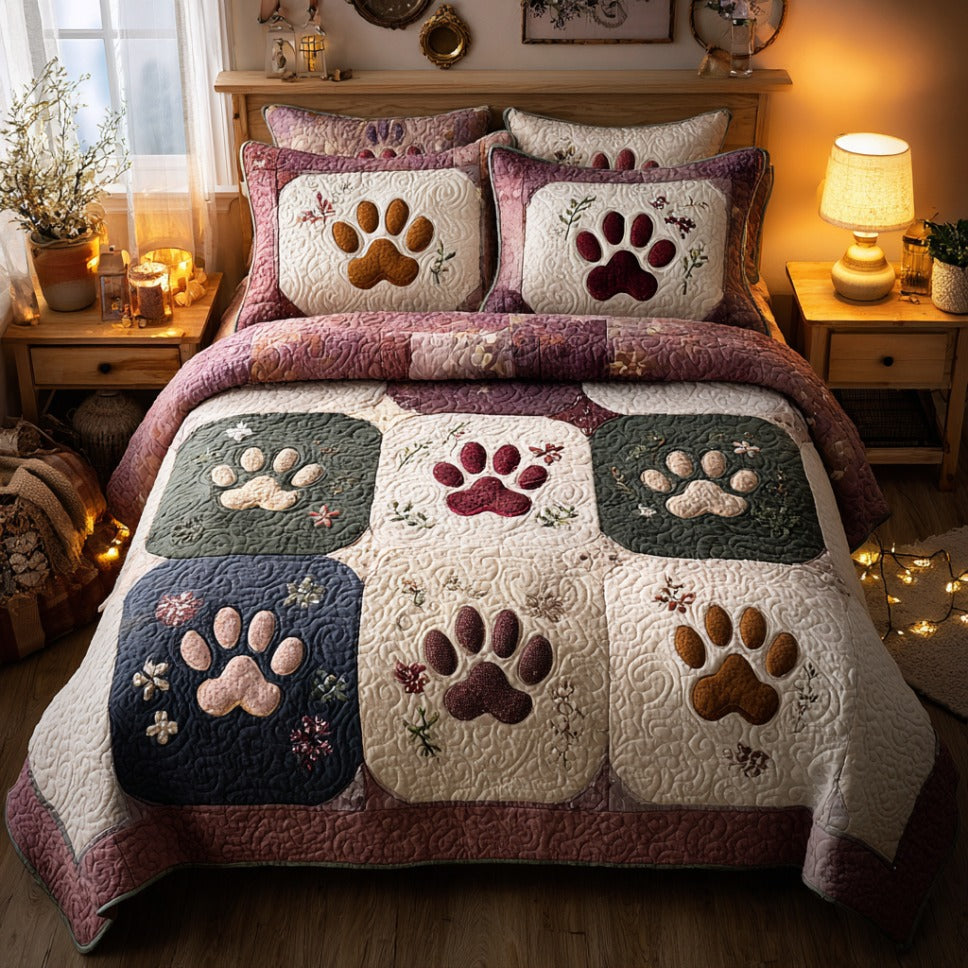 Cozy Paws 3-Piece Quilted Bedding Set NCU0DV8939