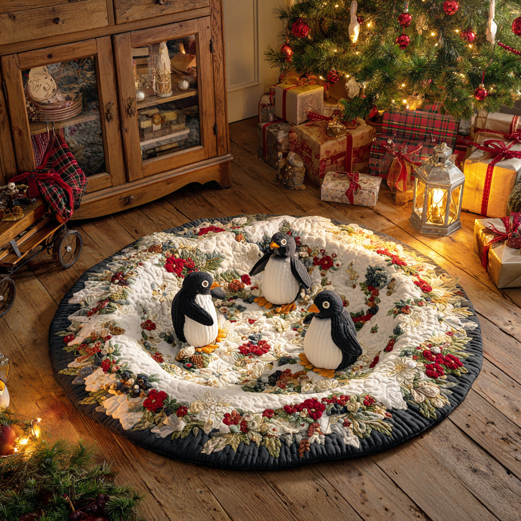 Cozy Penguin Trail Quilted Round Mat NCU0TD1787