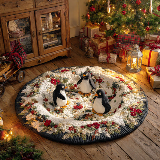 Cozy Penguin Trail Quilted Round Mat NCU0TD1787