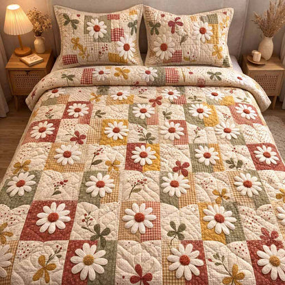 Cozy Petals 3-Piece Quilted Bedding Set NCU0XD2520