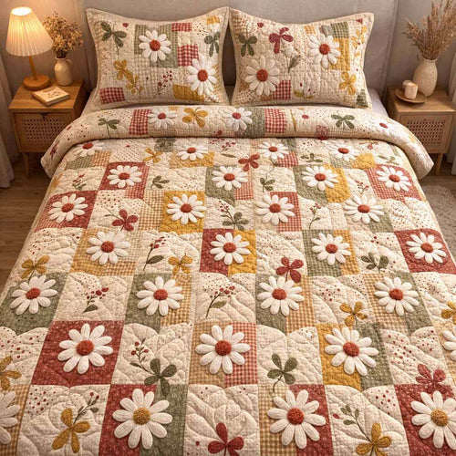 Cozy Petals 3-Piece Quilted Bedding Set NCU0XD2520