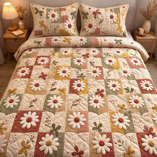 Cozy Petals 3-Piece Quilted Bedding Set NCU0XD2520