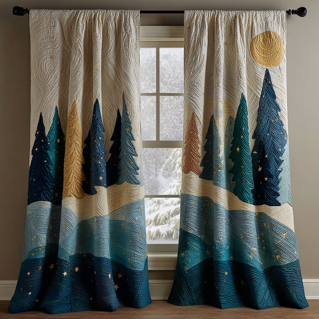Cozy Pines Quilted Curtains NCU0DK11482