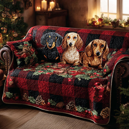 Cozy Plaid Paws Quilted Sofa Cover NCU0TV936