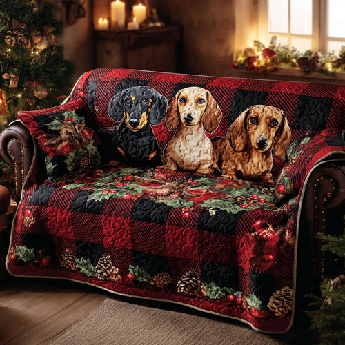 Cozy Plaid Paws Quilted Sofa Cover NCU0TV936