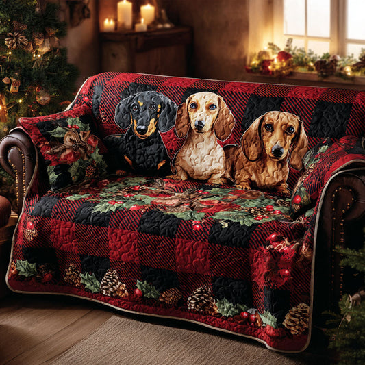 Cozy Plaid Paws Quilted Sofa Cover NCU0TV936