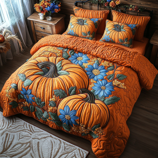Cozy Pumpkin 3-Piece Quilted Bedding Set NCU0VL2873
