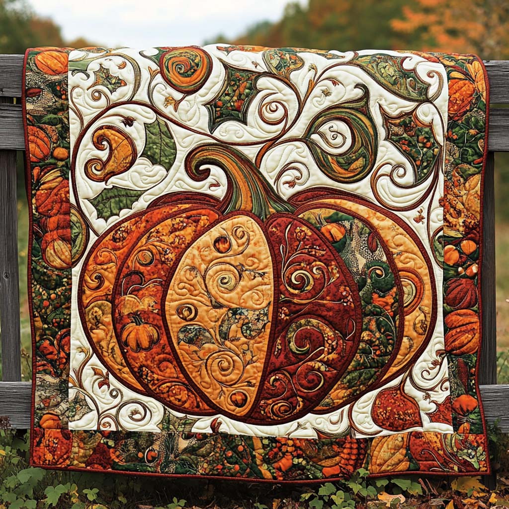 Cozy Pumpkin Bliss Quilted Blanket NCU0XD120