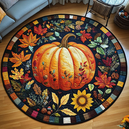 Cozy Pumpkin Escape Quilted Round Mat NCU0PT7874