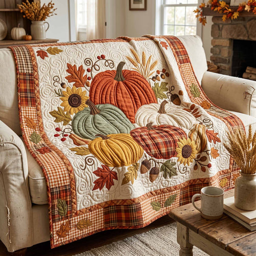 Cozy Pumpkin Fall Quilted Blanket NCU0XD2898