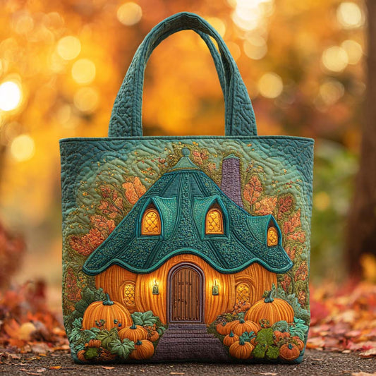 Cozy Pumpkin House Quilted Tote Bag NCU0TD140