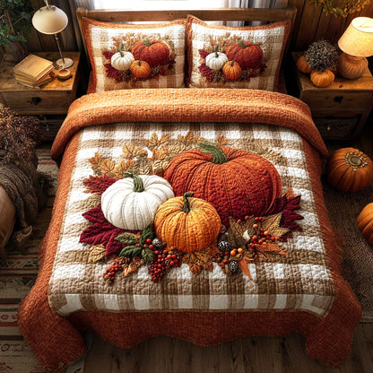 Cozy Pumpkin Nest 3-Piece Quilted Bedding Set NCU0TV036