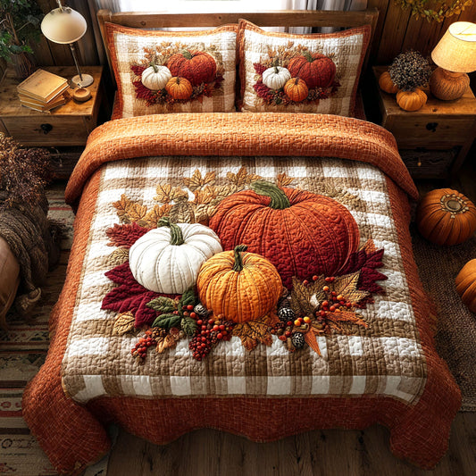 Cozy Pumpkin Nest 3-Piece Quilted Bedding Set NCU0TV036