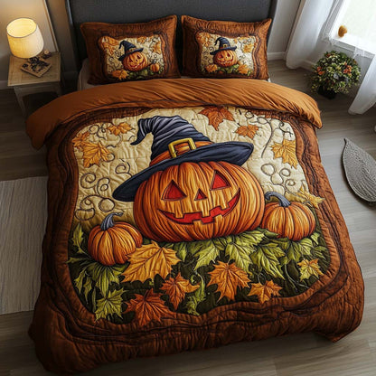 Cozy Pumpkin Patch 3-Piece Quilted Bedding Set NCU0NT8346