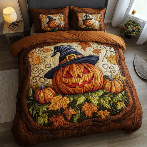 Cozy Pumpkin Patch 3-Piece Quilted Bedding Set NCU0NT8346