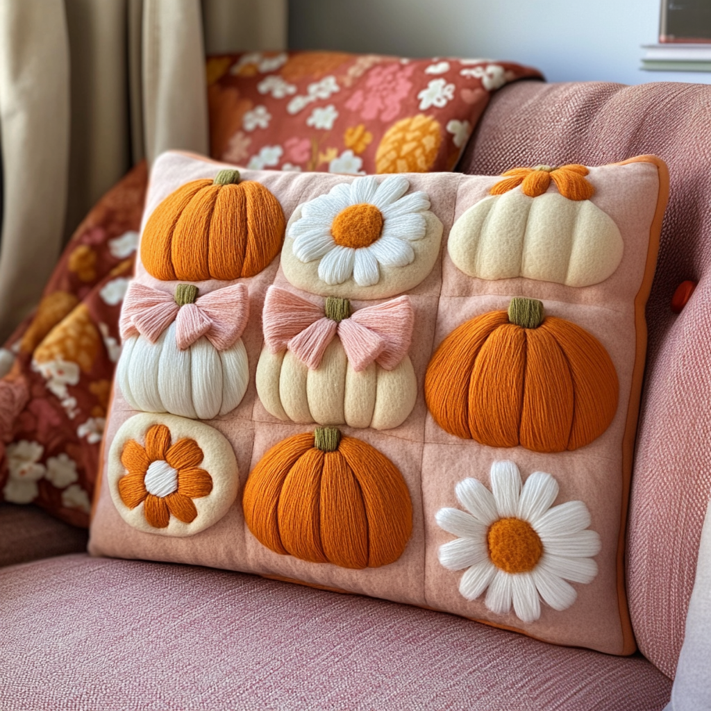 Cozy Pumpkin Patch Quilted Pillow Case NCU0DV972