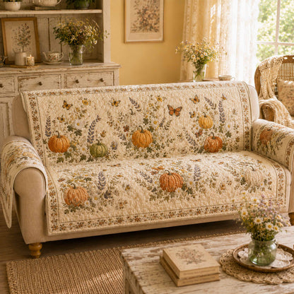 Cozy Pumpkin Quilted Sofa Cover NCU0TD3107