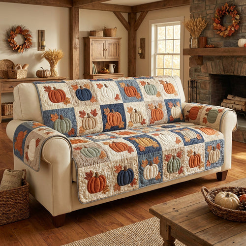 Cozy Pumpkin Quilted Sofa Cover NCU0TV1999