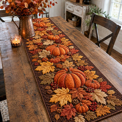 Cozy Pumpkin Quilted Table Runner NCU0TD3194