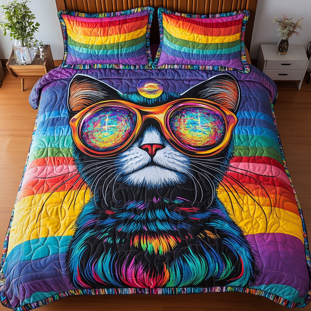 Cozy Purr 3-Piece Quilted Bedding Set NCU0DK4687