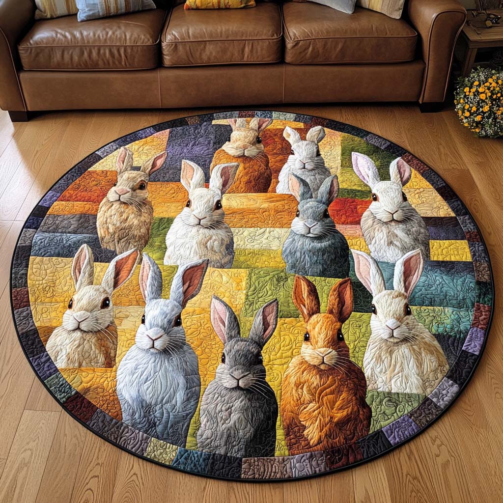 Cozy Rabbit Quilted Round Mat NCU0NT8082