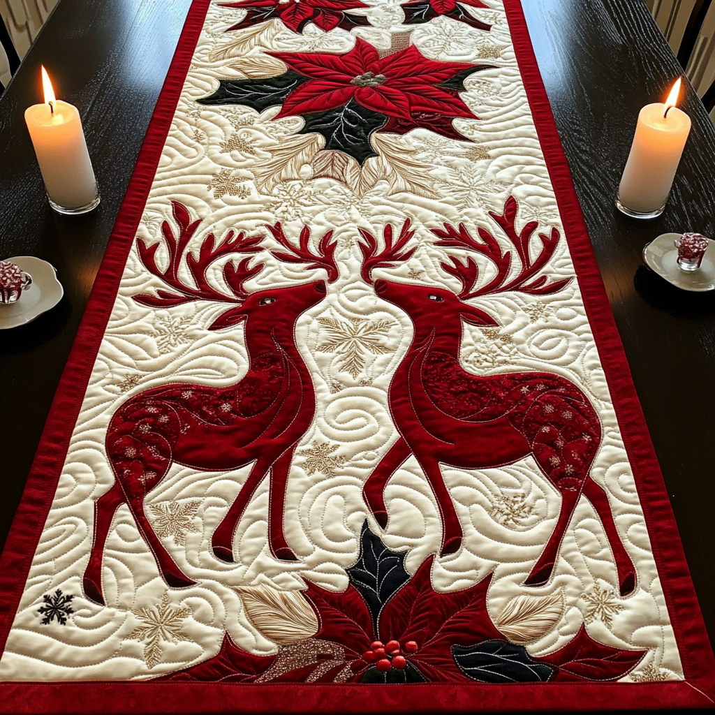 Cozy Reindeer Quilted Table Runner NCU0VH788