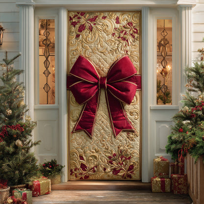 Cozy Ribbon Wreath Quilted Door Cover NCU0TD1640